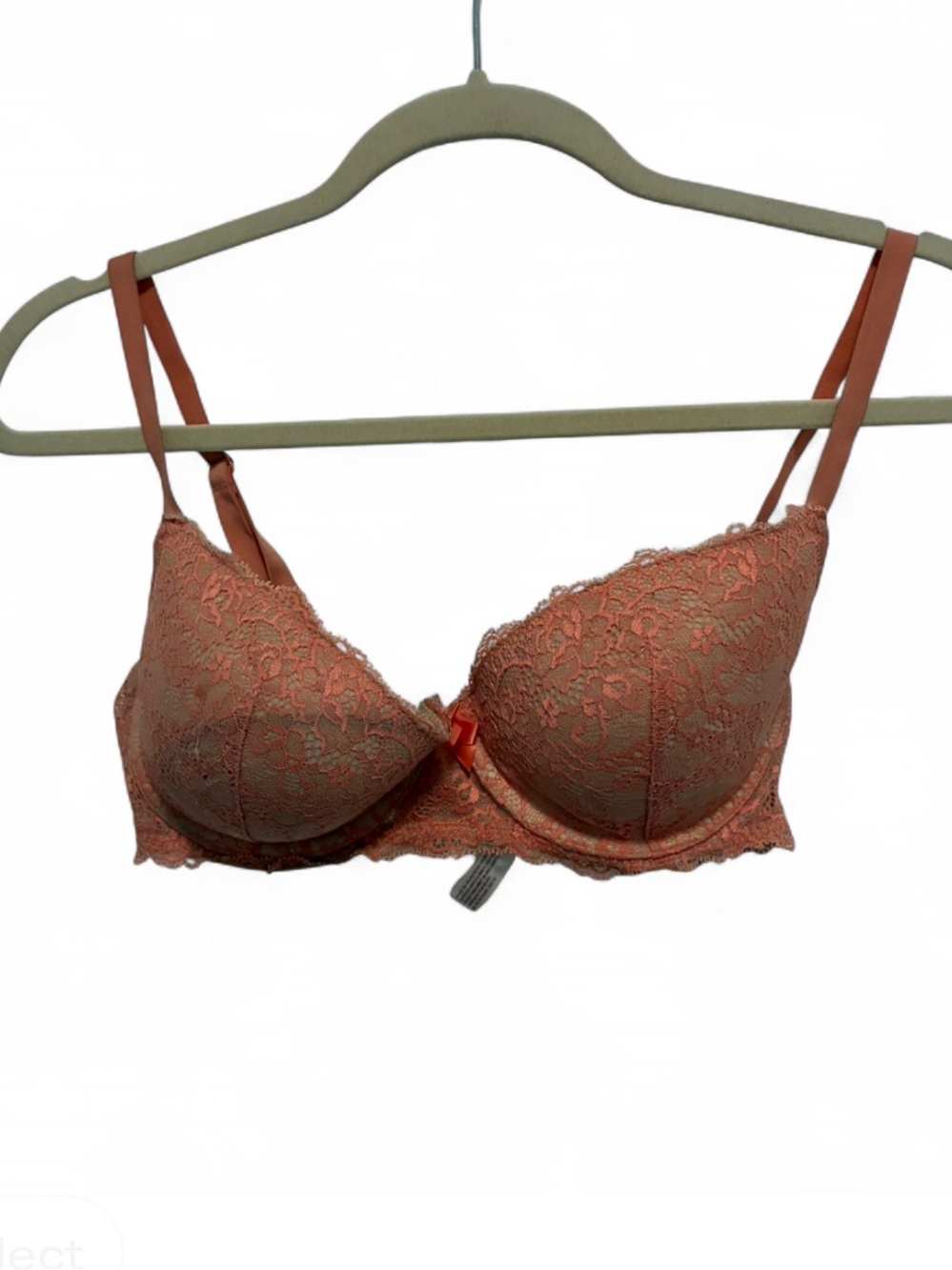 Gilligan & O'Malley Lace Push-Up Bra in Coral